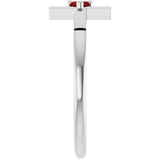 14K Gold Natural Mozambique Garnet Accented Heart Cross Ring - White Gold - view 4
