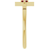 14K Gold Natural Mozambique Garnet Accented Heart Cross Ring - Yellow Gold - view 4