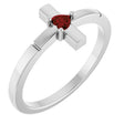 Platinum Natural Mozambique Garnet Accented Heart Cross Ring
