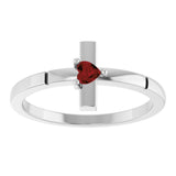 Platinum Natural Mozambique Garnet Accented Heart Cross Ring - view 3