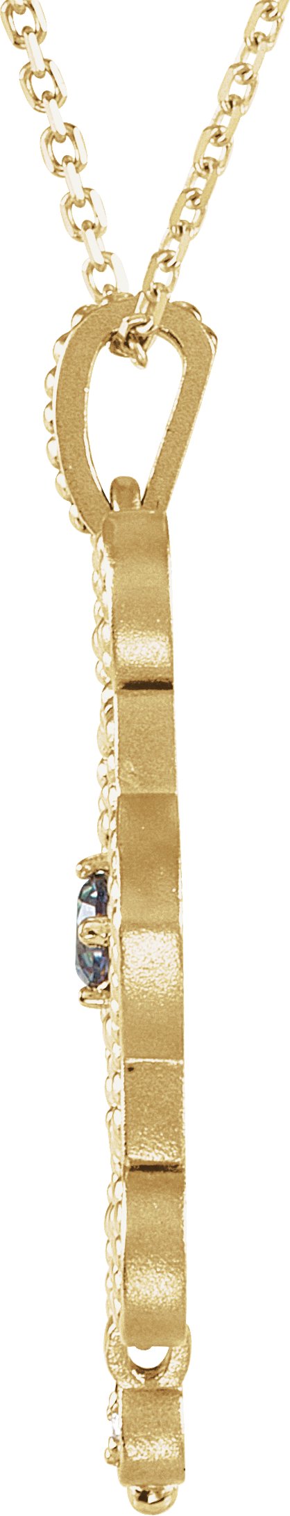 14K Gold Round Natural Citrine & Natural Diamond Granulated Necklace or Pendant - view 4