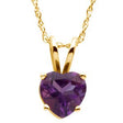 14K Gold Natural Amethyst Solitaire Heart Necklace