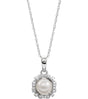 14K Gold Pearl Cultured White Freshwater Pearl & Natural Diamond Halo-Style Birthstone Necklace – 0.05 CTW