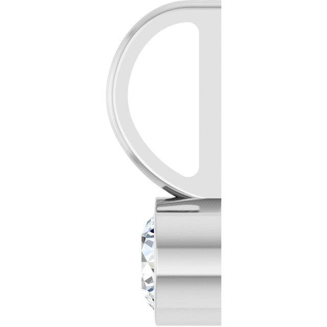 14K Gold Round Natural Diamond Bezel-Set Solitaire Pendant - White Gold - view 6