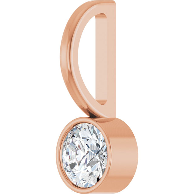 14K Gold Round Natural Diamond Bezel-Set Solitaire Pendant - Rose Gold - view 5