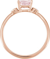 14K Gold Natural Pink Morganite & Natural White Opal Oval 4-Prong Accented Ring - Rose Gold - view 2