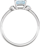 14K Gold Natural Sky Blue Topaz & Natural White Opal Oval 4-Prong Accented Ring - White Gold - view 2