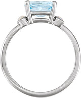 14K Gold Natural Sky Blue Topaz & Natural White Opal Oval 4-Prong Accented Ring - White Gold - view 2