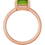 14K Gold Emerald Natural Peridot Half-Bezel Ring - Rose Gold - view 2