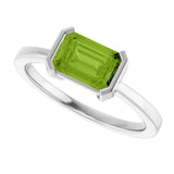 Platinum Round Natural Peridot Half-Bezel Ring - view 5