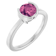Platinum Round Natural Peridot Half-Bezel Ring