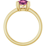 14K Gold Round Natural Pink Tourmaline Half-Bezel Ring - Yellow Gold - view 2