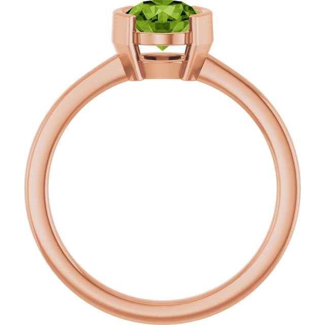 14K Gold Round Natural Pink Tourmaline Half-Bezel Ring - Rose Gold - view 2