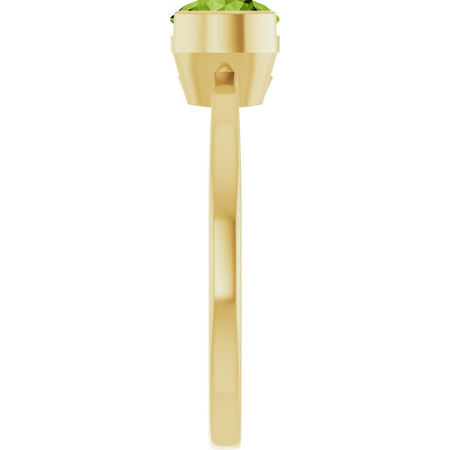 14K Gold Emerald Natural Peridot Half-Bezel Ring - Yellow Gold - view 4
