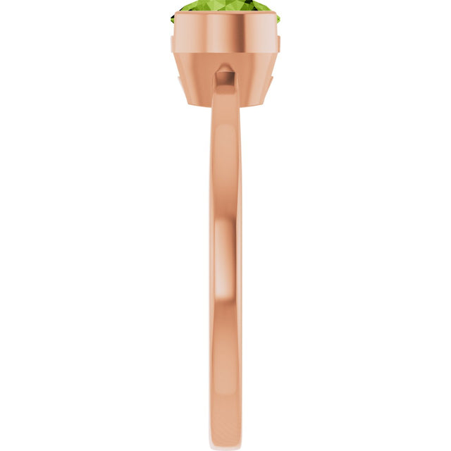 14K Gold Round Natural Pink Tourmaline Half-Bezel Ring - Rose Gold - view 4