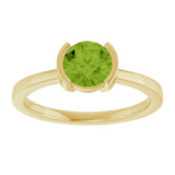 14K Gold Emerald Natural Peridot Half-Bezel Ring - Yellow Gold - view 3