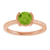 14K Gold Round Natural Pink Tourmaline Half-Bezel Ring - Rose Gold - view 3