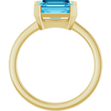 14K Gold Emerald Lab-Grown Aqua Sapphire Half-Bezel Ring - view 2