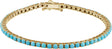 14K Gold Round Natural Turquoise Line Bracelet