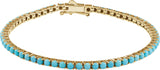 14K Gold Round Natural Turquoise Line Bracelet