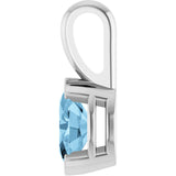 Platinum Oval Natural Sky Blue Topaz Half-Bezel Solitaire Pendant - view 3