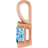 14K Gold Oval Natural Sky Blue Topaz Half-Bezel Solitaire Pendant - Rose Gold - view 3
