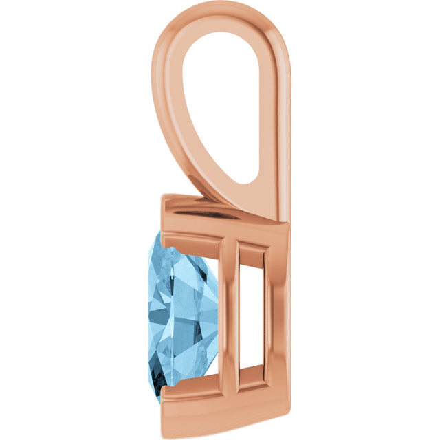 14K Gold Oval Natural Sky Blue Topaz Half-Bezel Solitaire Pendant - Rose Gold - view 3