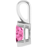 Platinum Oval Lab-Grown Pink Sapphire Half-Bezel Solitaire Pendant - view 3