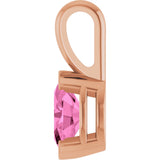 14K Gold Oval Lab-Grown Pink Sapphire Half-Bezel Solitaire Pendant - Rose Gold - view 3