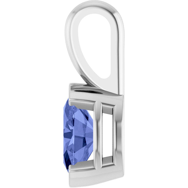 Platinum Oval Natural Tanzanite Half-Bezel Solitaire Pendant - view 3