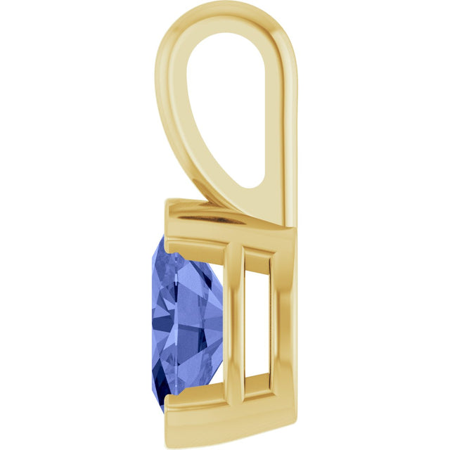 14K Gold Oval Natural Tanzanite Half-Bezel Solitaire Pendant - Yellow Gold - view 3