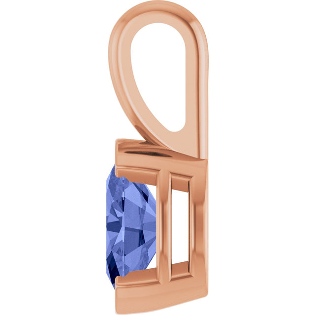 14K Gold Oval Natural Tanzanite Half-Bezel Solitaire Pendant - Rose Gold - view 3