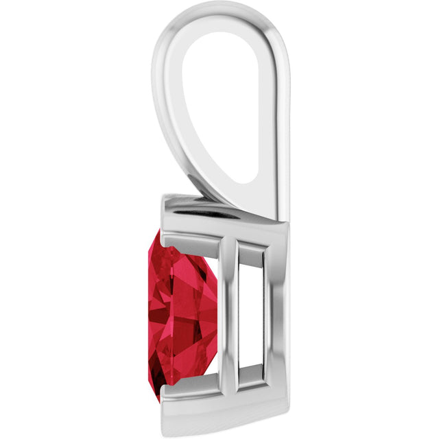 Platinum Oval Lab-Grown Ruby Half-Bezel Solitaire Pendant - view 3