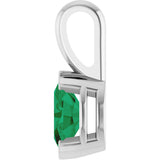 14K Gold Oval Lab-Grown Emerald Half-Bezel Solitaire Pendant - White Gold - view 3