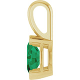 14K Gold Oval Lab-Grown Emerald Half-Bezel Solitaire Pendant - Yellow Gold - view 3