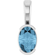 Platinum Oval Natural Sky Blue Topaz Half-Bezel Solitaire Pendant