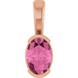 14K Gold Oval Lab-Grown Pink Sapphire Half-Bezel Solitaire Pendant - Rose Gold
