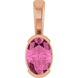 14K Gold Oval Lab-Grown Pink Sapphire Half-Bezel Solitaire Pendant - Rose Gold