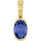 14K Gold Oval Natural Tanzanite Half-Bezel Solitaire Pendant - Yellow Gold