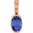 14K Gold Oval Natural Tanzanite Half-Bezel Solitaire Pendant - Rose Gold