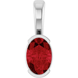14K Gold Oval Lab-Grown Ruby Half-Bezel Solitaire Pendant - White Gold
