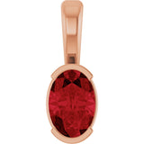 14K Gold Oval Lab-Grown Ruby Half-Bezel Solitaire Pendant - Rose Gold