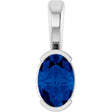 14K Gold Oval Lab-Grown Blue Sapphire Half-Bezel Solitaire Pendant