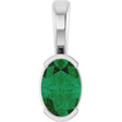 Platinum Oval Lab-Grown Emerald Half-Bezel Solitaire Pendant