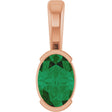 14K Gold Oval Lab-Grown Emerald Half-Bezel Solitaire Pendant - Rose Gold
