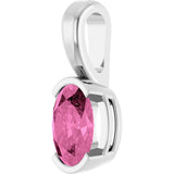 Platinum Oval Lab-Grown Pink Sapphire Half-Bezel Solitaire Pendant - view 2