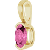 14K Gold Oval Lab-Grown Pink Sapphire Half-Bezel Solitaire Pendant - Yellow Gold - view 2