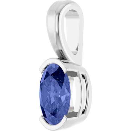 Platinum Oval Natural Tanzanite Half-Bezel Solitaire Pendant - view 2