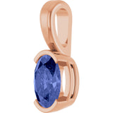 14K Gold Oval Natural Tanzanite Half-Bezel Solitaire Pendant - Rose Gold - view 2