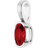 Platinum Oval Lab-Grown Ruby Half-Bezel Solitaire Pendant - view 2